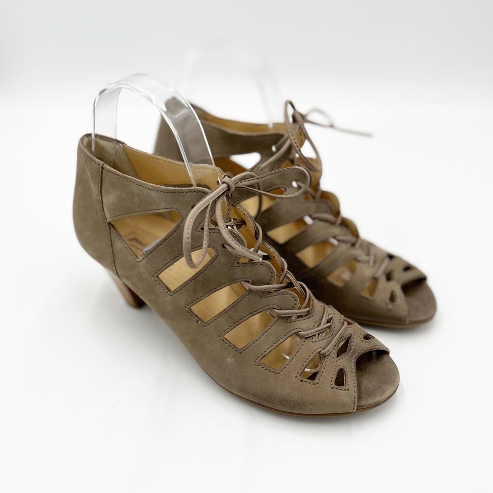 NWOT Paul Green Tan Leather Lace Up Heeled Sandals Size UK 5 or US 7 Never Worn